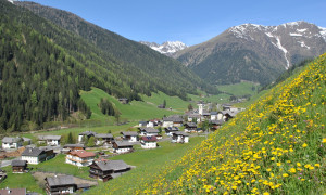 Vom Ahornberg Blick zum Dorfzentrum Innervillgraten
